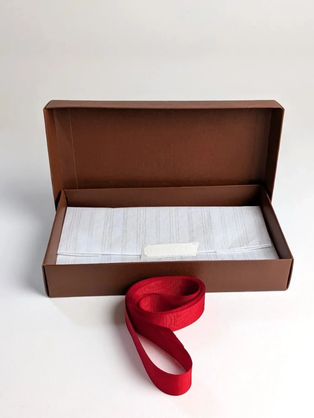 Authentic Coach Brown Wallet Gift Box Set with Red Ribbon, Tissue & Sticker